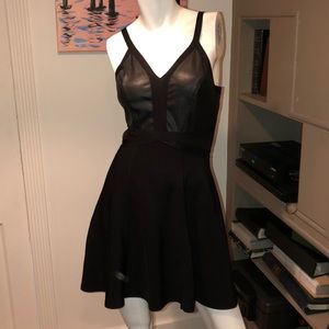 Bebe faux leather flare bandage dress